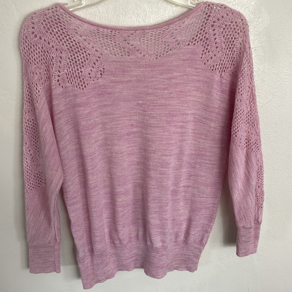 KNITTED & KNOTTED 100% Wool Blush Heathered Pink Scoop Neck Sweater, Size Small - Picture 5 of 7